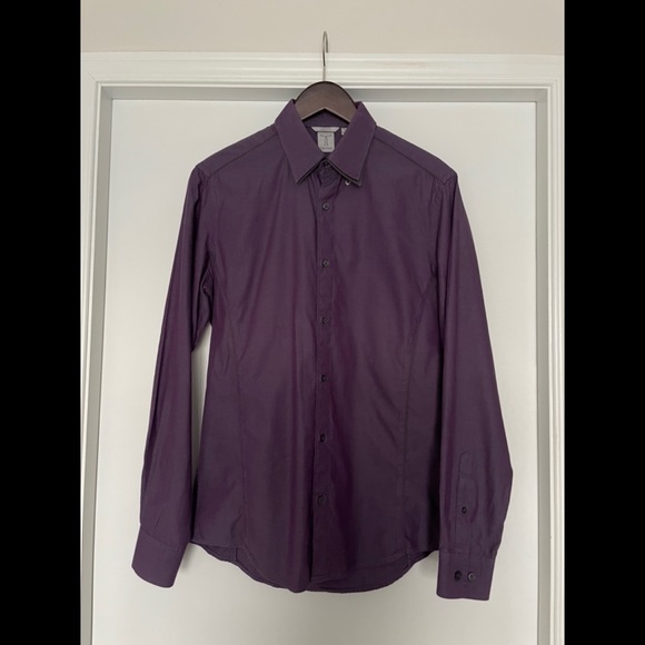 Tristan Deep Purple Collared Shirt - Picture 1 of 4